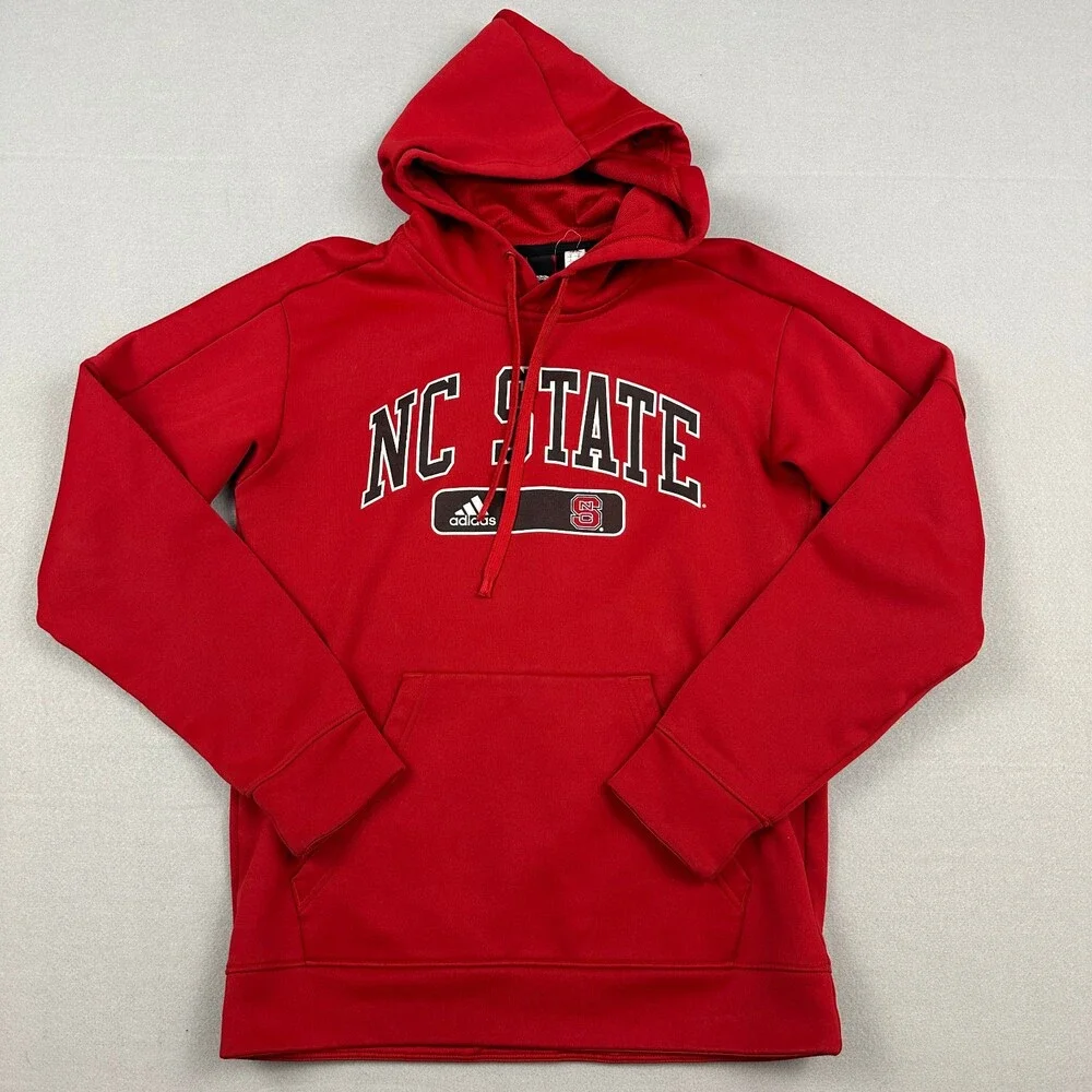 NC State Wolfpack Hoodie Men Small Red Adidas NCAA Basketball Sweatshirt S